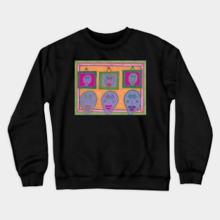 Three Faces With Portraits Crewneck Sweatshirt